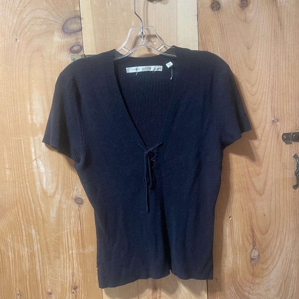 Max Studio black knit top